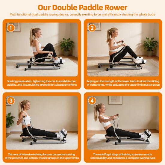 Rowing Machine Home Machine Hydraulic Rower with LCD Monitor Adjustable Resistance up to 110LBS Foldable & Large Cushioned Seat 265LBS Quiet