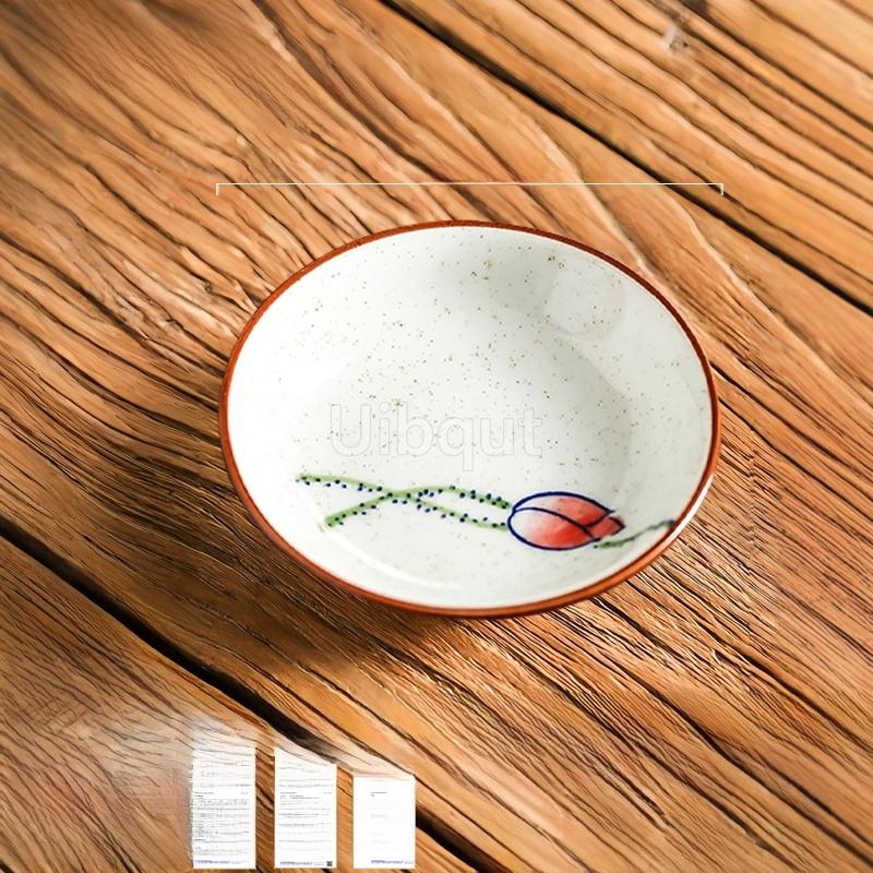 Ceramic Seasoning Small Dish Japanese Willow Porcelain Pepper Taste Dish Round Small Plate Dipping Saucer Dish Kitchen Tableware