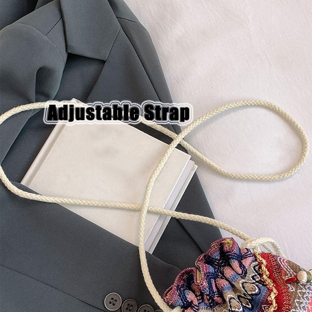 Colorful Female Crossbody Bag Floral Printed Women Shoulder Bag Woven Bucket Bag Travel