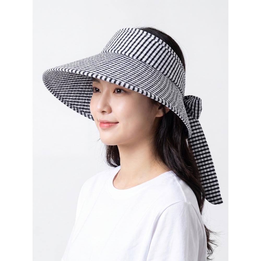 Daiso Check Ribbon Sun Cap