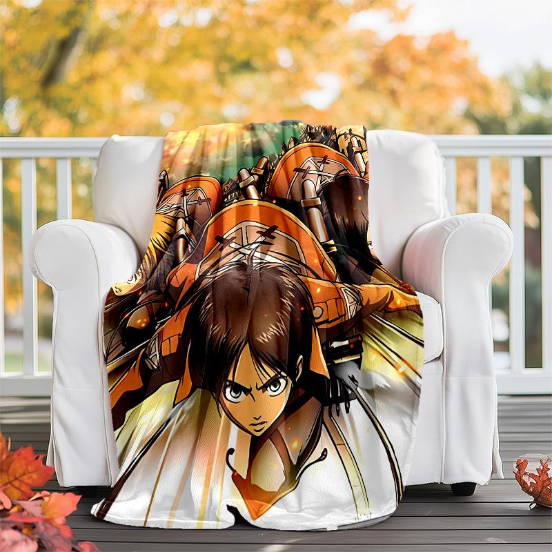 Attack on Titan printed throw blanket—lightweight,soft,warm;versatile blanket for all seasons—perfect as &air-conditioning throw,nap blanket