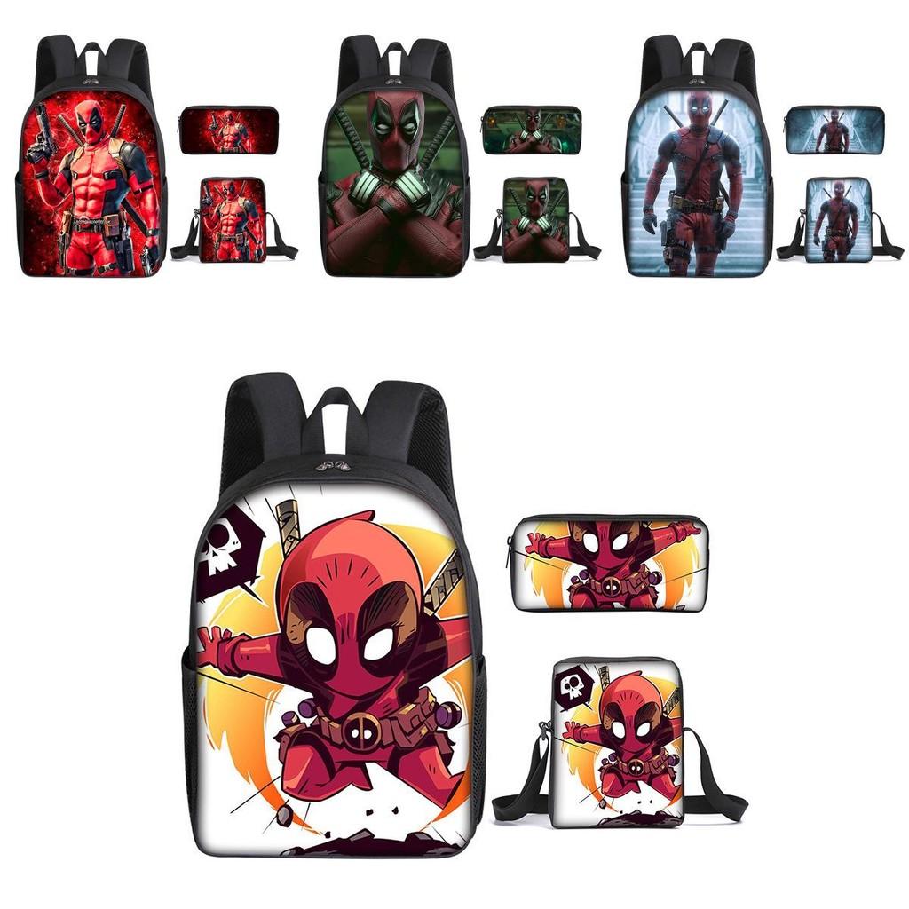Großes Deadpool Rucksack-Set Für Schüler Mit Stilvollen Geometrischen Mustern Und Wasserdichtem Design