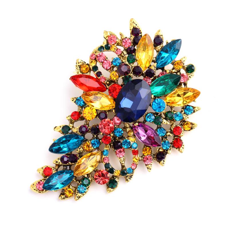 Crystal Glass Brooch - Fashionable European & American Style Pin for Men and Women