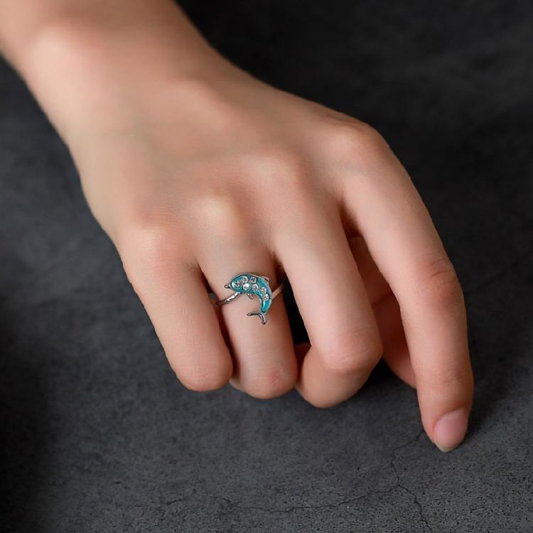Blue Marine Animal Themed Rings Polished Interior Process Strong Wear