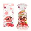 100 bucăți/pachet Saci pentru petrecere de Valentine Valentine Saci de bomboane din plastic pentru Valentine Saci de biscuiți 4 stiluri cu cravate răsucite pentru consumabile pentru petrecerea de Valentine