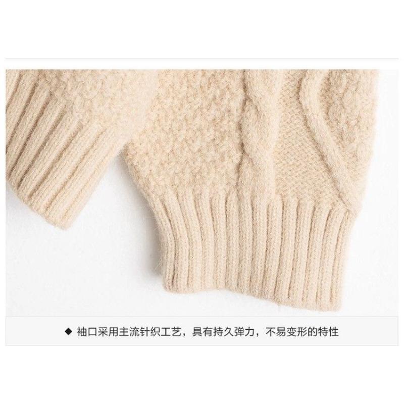 Embroidered Sweater Jacket Women's Short Loose Knitted Cardigan Round Neck Floral Thread Long-sleeved Top