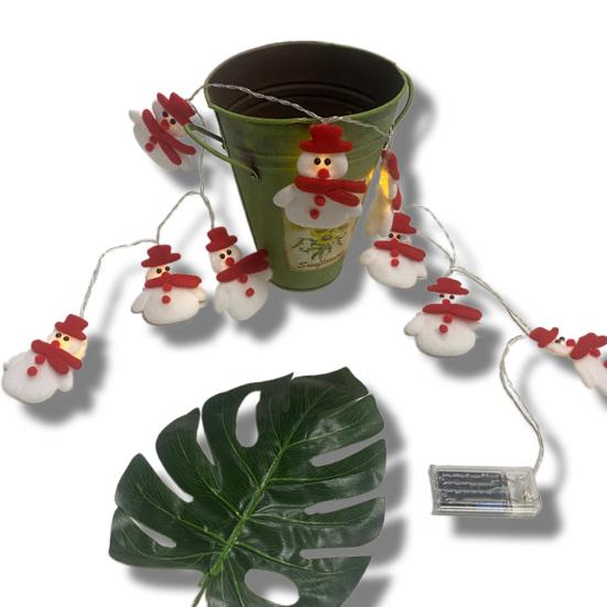 Schneemann Girlande Lichterkette Batteriebetrieben LED Weihnachtsbeleuchtung Weihnachtsdeko für Innen Außen Baum