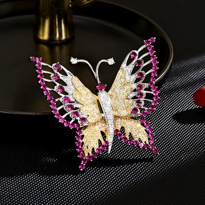Women's Light Luxury Design Inlaid With Zircon Versatile Butterfly Brooch Elegant And Fashionable Niche Design Sense Brooch