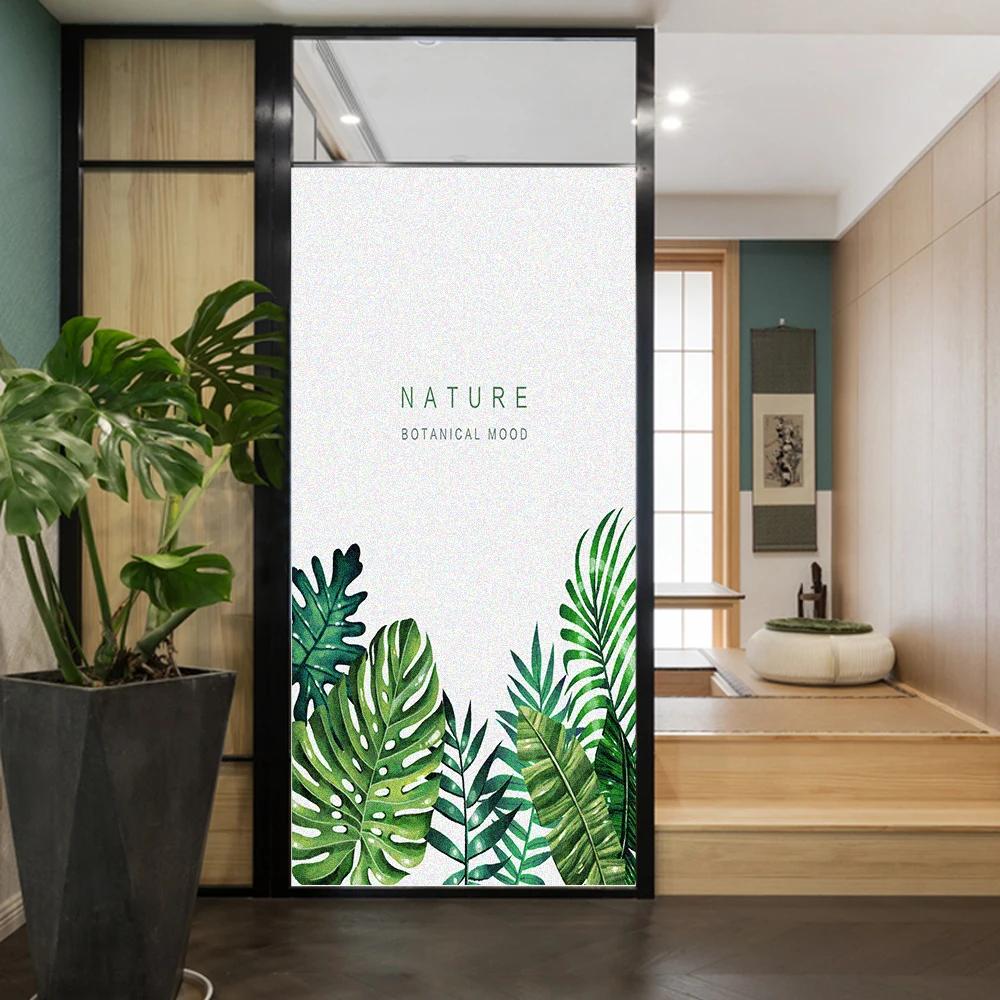 

Green Plants Window Privacy Film Glass Sticker UV Blocking Heat Control Window Tint Window Sticker (as the picture,40x60cm)