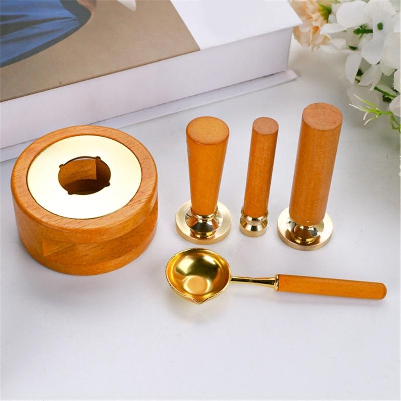 3 Pcs Wax Stamp Seal Kits Wax Seal Warmer with Melting Spoon Melt Stove Pot Furnace Tool for Letter Envelope Stamp