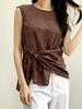 Women's High-End Sleeveless Knotted Top – Casual, Solid Color for Spring/Summer