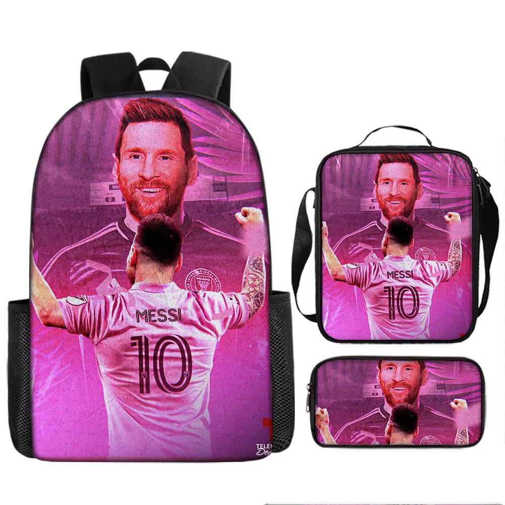 Football Schoolbag Three-Piece Backpack Pencil Bag Satchel Package Primary And Secondary School Students Schoolbag