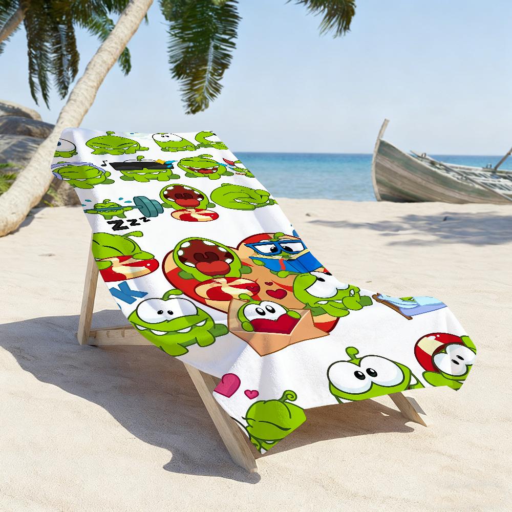 Spiel O-Om Nom-Stories Frosch Niedlich Handtuch Weich Pool Geschenk Für Reise Fitnessstudio Dusche Camping Schnelltrocknend Sport Große Strandhandtücher