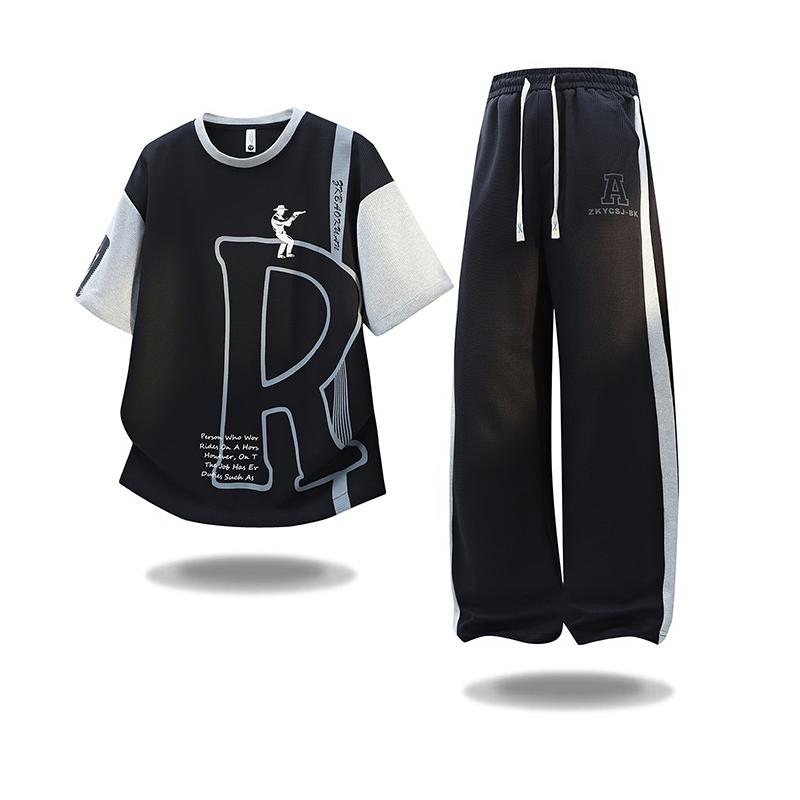 

Sports Suit Men s Running Speed Drying Clothes Ice Silk Short Sleeved Loose Training Clothes Running Fitness Men s Two-piece Set M чорний
