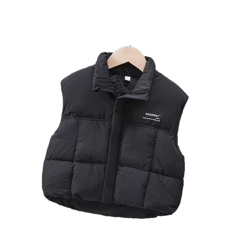 

Детские пуховые хлопковые жилеты, Толстые жилеты для мальчиков и девочек на осень и зиму 160cm чёрный