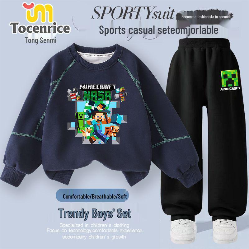 Men's Minecraft Crewneck Sweatshirt - Creeper & Steve Design for Kids