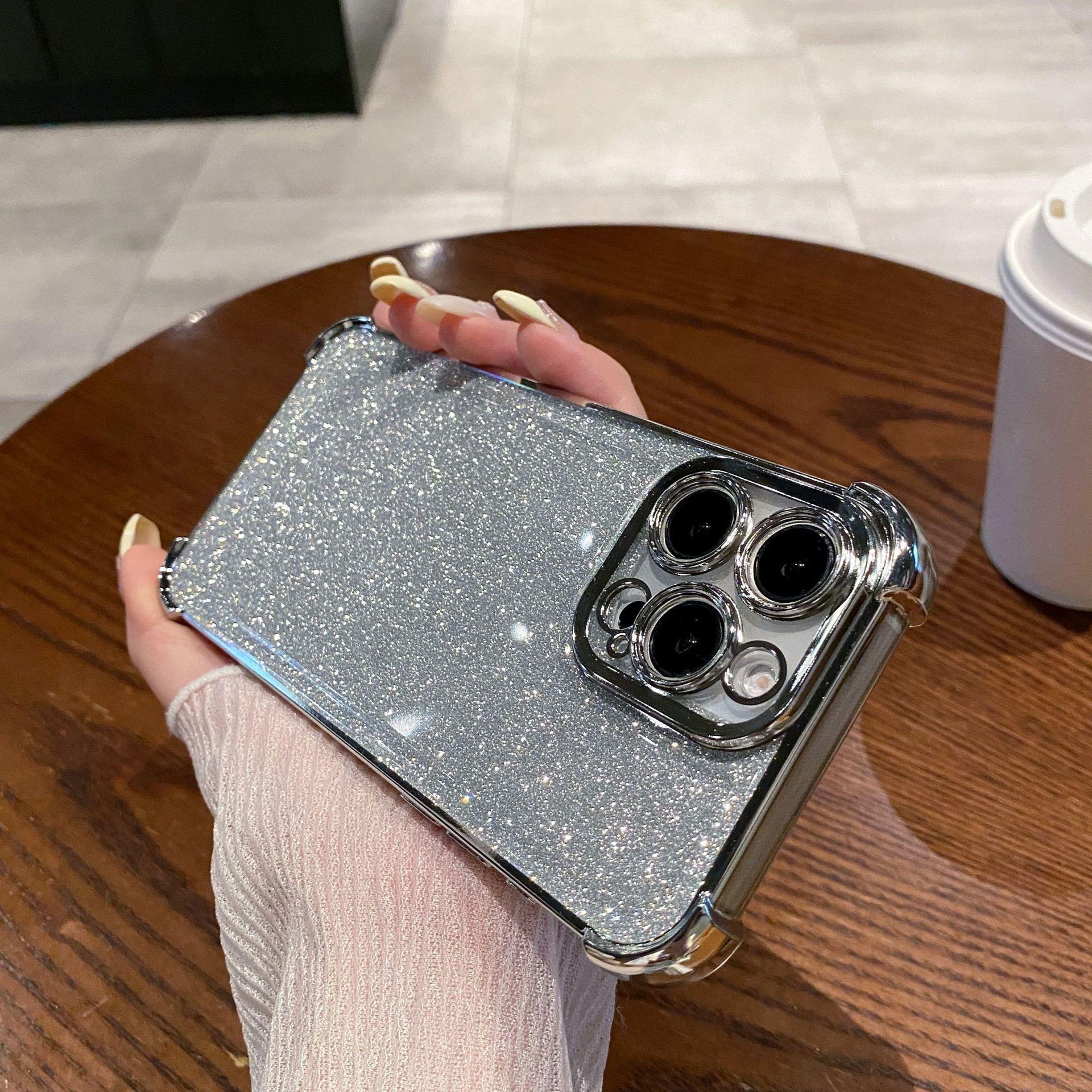 

Flash Powder Anti fall Plating Suitable for IPhone15Pro Mobile Phone Case 14 Four Corner Plating 13 Simple Protective Case 16 iphone12PRO