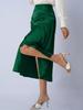 European & American Women's Satin Midi Skirt - Autumn Pleated, Slit Fishtail, Hip-Hugging Design with Zipper