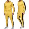 Men's Gray Long-Sleeved Hooded Jogging Set - Sweatshirt & Joggers Fitness Outfit