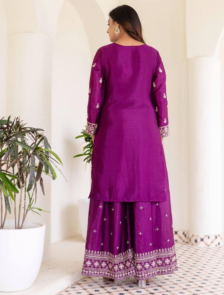 Party Wear Chinon Salwar Suit Women Bollywood Indian Ethnic Salwar Kameez Palazzo Set