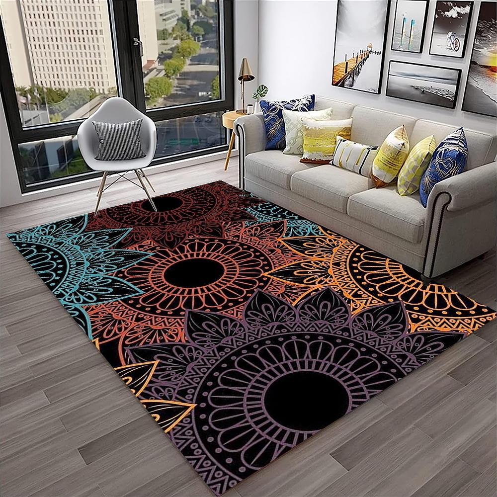 3D Mandala Bohemia Geometric Carpet Rug for Home Living Room Bedroom Sofa Kitchen Doormat Decor,Kid Area Rug Non-slip Floor Mat