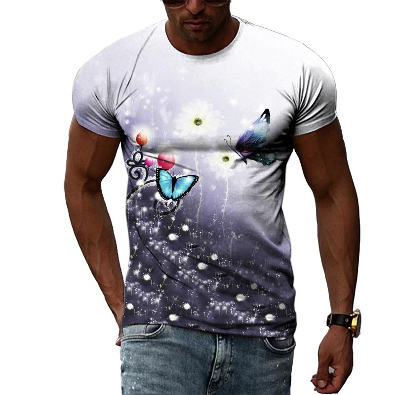 

Летние унисекс великолепные футболки с рисунком бабочки Мужская мода Повседневная футболка с 3D принтом Модная футболка Harajuku с круглым вырезом 6XL