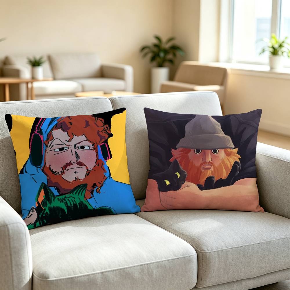 Comedic Horror Streamer CaseOh Square Double-Sided printed Pillow Case Bedroom Bedside Pillow Sofa Cushion Cover