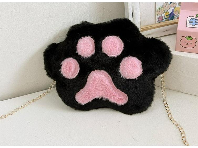 

Autumn/Winter Cute Furry Bear Paw Crossbody Bag for Kids & Women чёрный