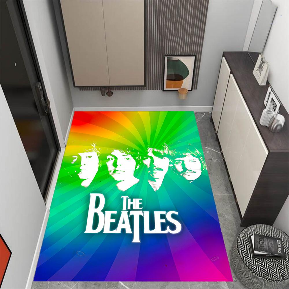 Beatles Rainbow Burst Themed Antislip Durable Polyester Home Decorative Large Size Durable Floor Mat For Living Room Dining Room Doorway Office Desk