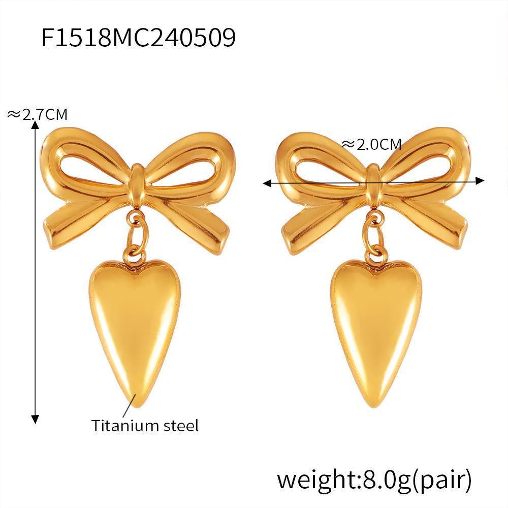 Design Female Hip-Hop Personality Trend Titanium Steel Plated 18K Gold Geometric Devil'S Eye Fringed Earrings Set
