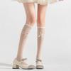 Spring and Summer Thin Black Pure Desire Style Calf Socks, Bow Lolita Long Tube Trendy Pile Up To Knee