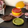 Stackable Burger Shape Ceramic Plate Set 6-Layer 6 In 1 Sauce Bowl Set  Condiment
