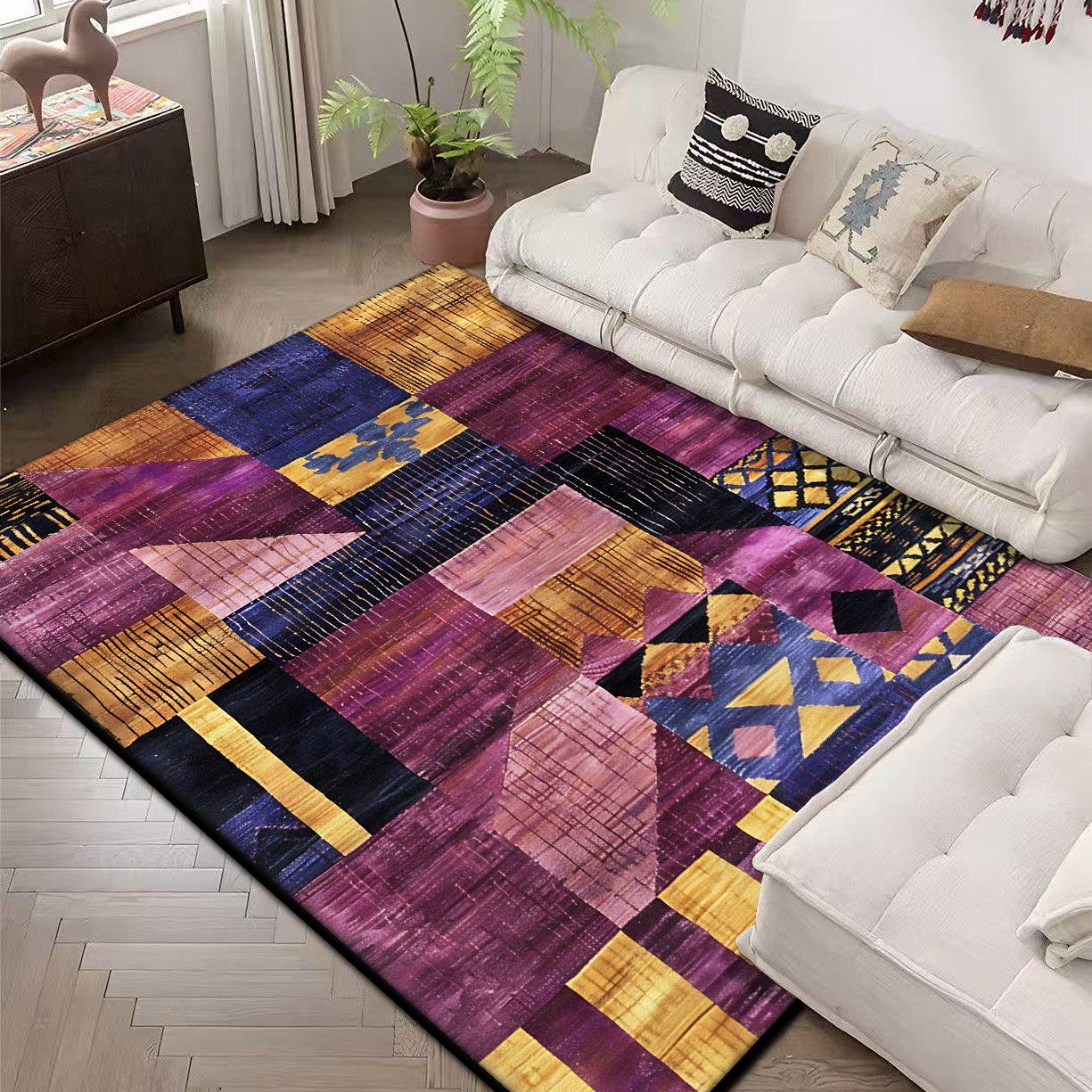 

Living Room Decoration Carpet Large Area Retro Abstract Sofa Area Rug Nordic Style Bedroom Cloakroom Floor Mat Washable Non-slip 60*90cm