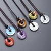 Unisex Crystal Agate Stone Peace Buckle Necklace Donut Braided Pendant In Ins Style Other Crystal Crafts Small Gift