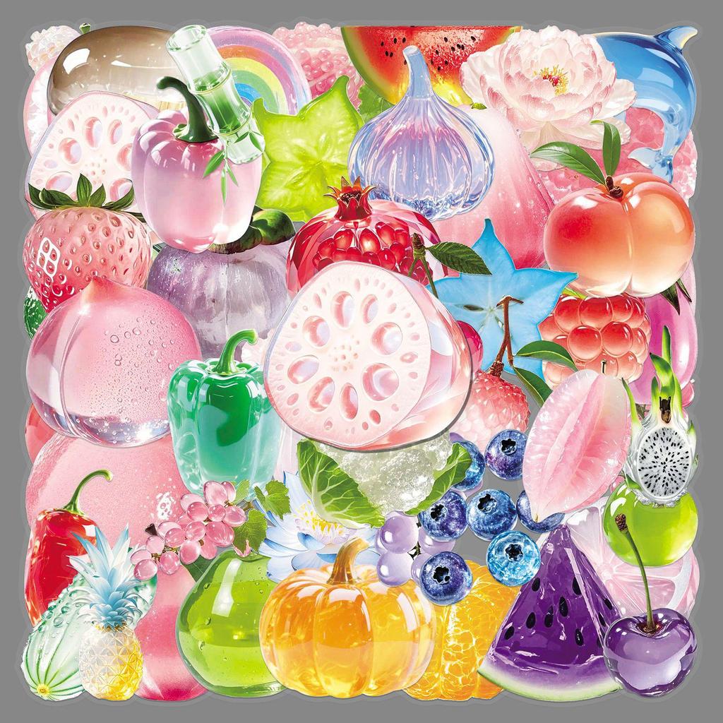 50 Crystal Clear Waterproof PET Stickers - Cute Cartoon Designs for DIY Journals, Notebooks, Water Bottles