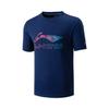 Li Ning Badminton Series Logo Letter Breathable Versatile Short Sleeve T-Shirt Unisex Tops Deep-Purple Blue AHSV055-3