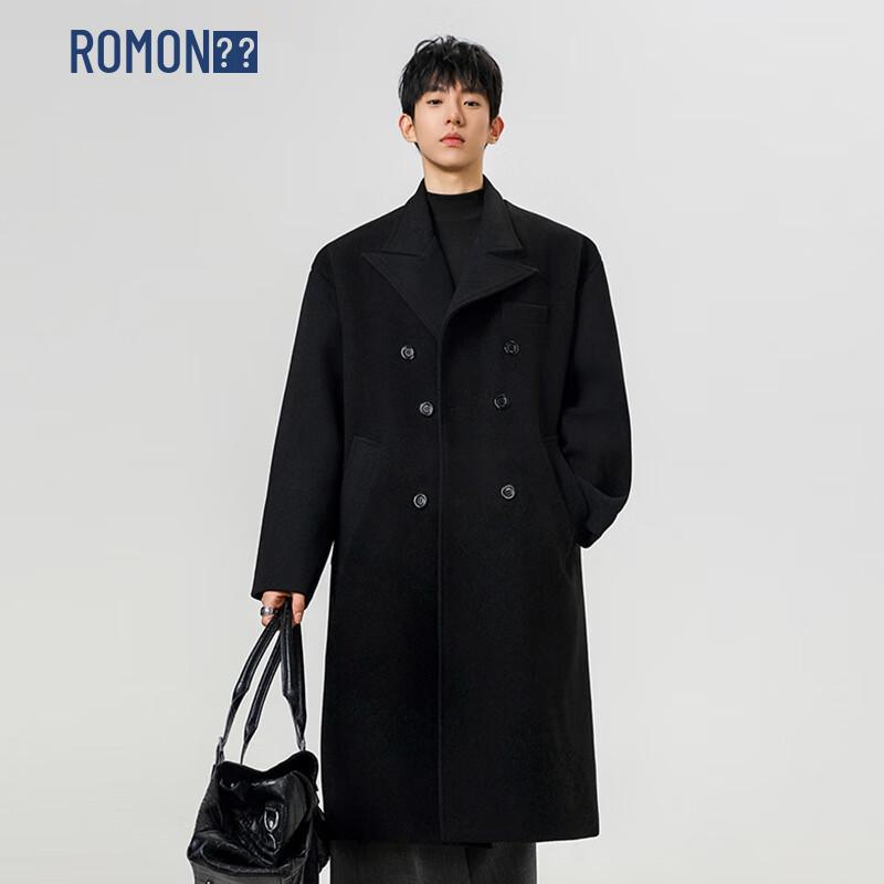 

ROMON Men s Mid-Length Wool Blend Double-Breasted Trench Coat 3XL