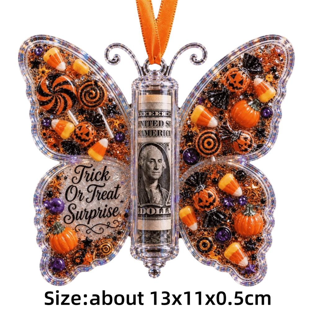 Acrylic Money Holder Ornament Butterfly Hanging Style Treat Holder Ornament Personalized Design Transparent Holiday Gift Pendant