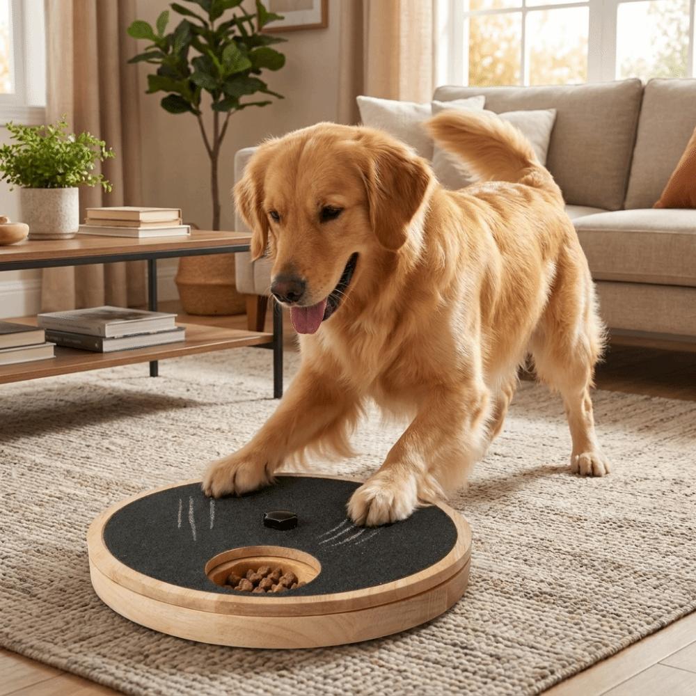 Rotating Dog Scratching Board Solid Wood Round Dog Nail Grinding Pad Non-Slip Wear-resistant Dog Nail File Living Room