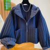 Herfst Kapuchon Korte Jas Kleding Dames Harajuku Patchwork Geruite Jas Buitenjas