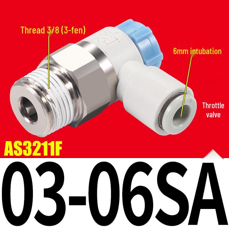 SMC AS1201F Pneumatic Speed Control Valve - Adjustable Throttle Push-Lock Fitting for Cylinder Control