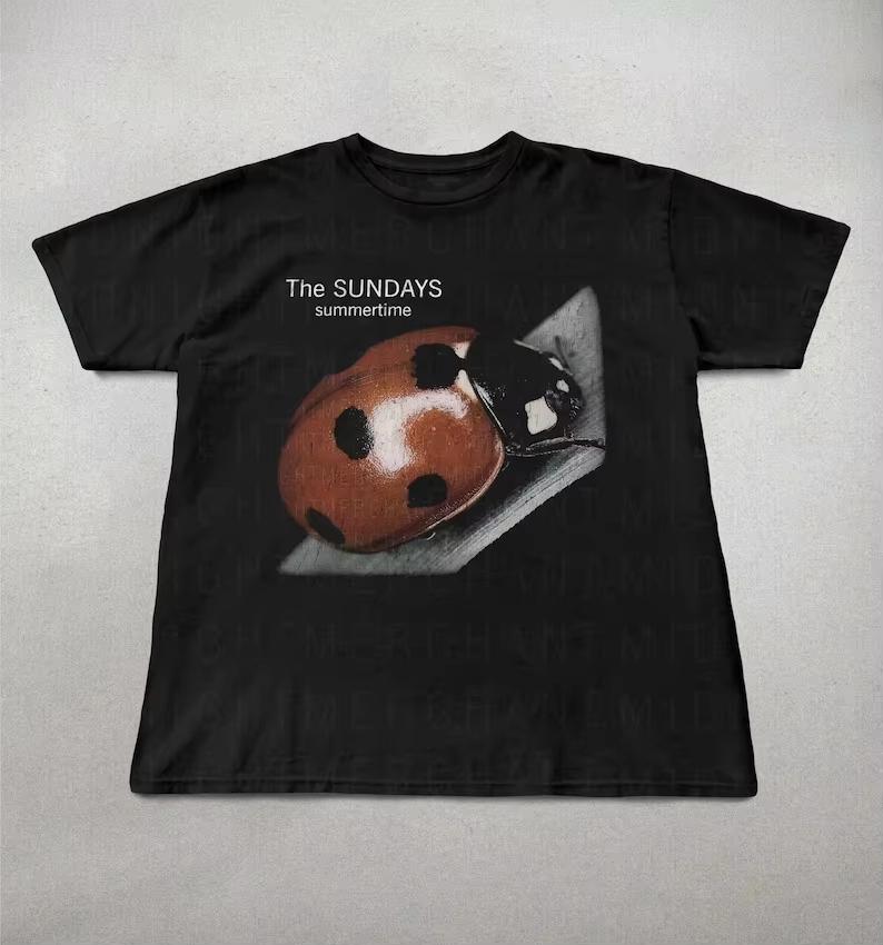 The Sundays Summer Time Vintage Cotton Short Sleeve Tshirt Funny Pattern Print Tee Unisex Unisex Oversized Unisex High Quality Soft