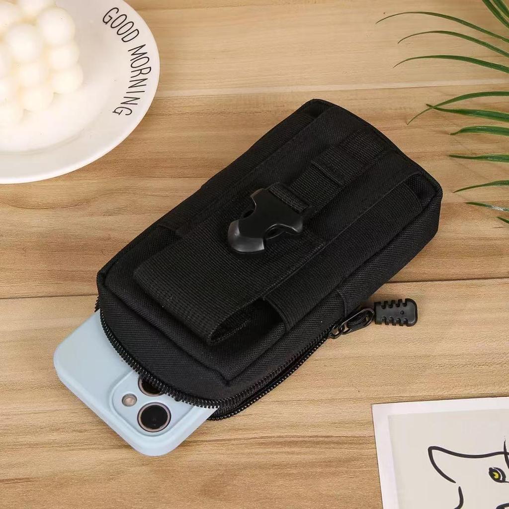 Camouflage Multifunctional Vertical Canvas Phone Waist Bag for Sports and Leisure