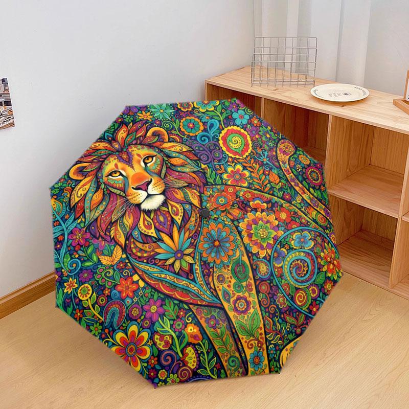 Mandala painting Pattern Pattern New Style Umbrella, 1 Piece Automatic Folding Umbrella, Portable Travel Umbrella, Outdoor Umbrella, Birthday Gift