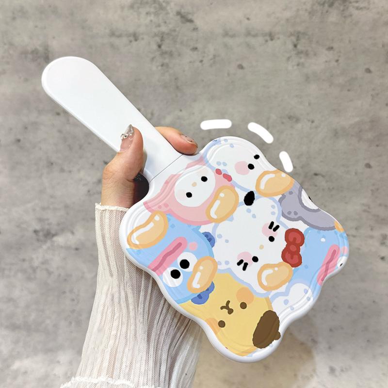 Takoyaki Sanrio Extracted Makeup Mirror Hello Kitty My Melody Handheld Mirror Comb For Women Portable Girls Gift Massage Styling