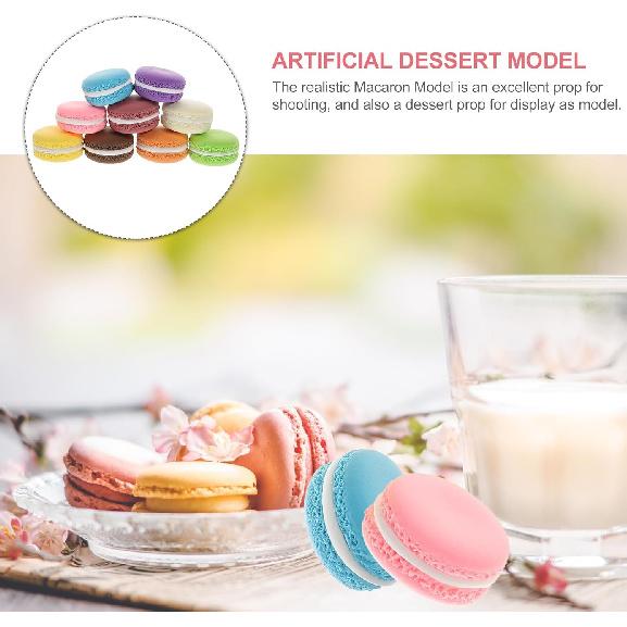 Totority Artificial Macaron - 9pcs French Dessert Food Props, Cupcake, Fake Donuts, Cake, Doughnuts, Macaroon Home Supplies