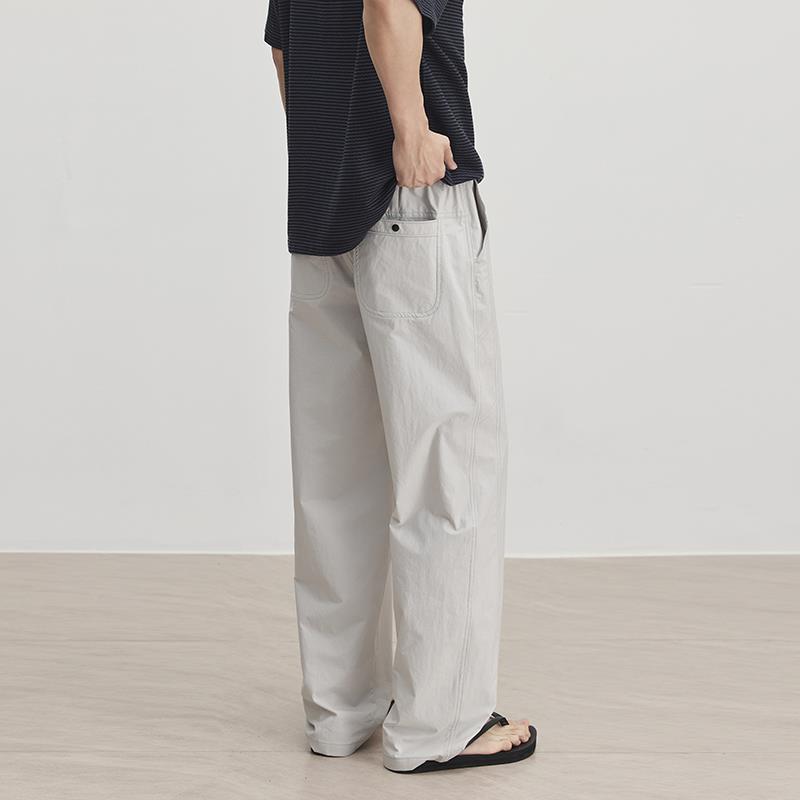 American simple and versatile casual pants men's spring new trend high-end straight loose wide-leg pants