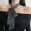 Women Dotted Long Scarf Casual Party Neckwear French Styles Neck Scarf Fashion Hairwrap for Dinner Party and Travel Use