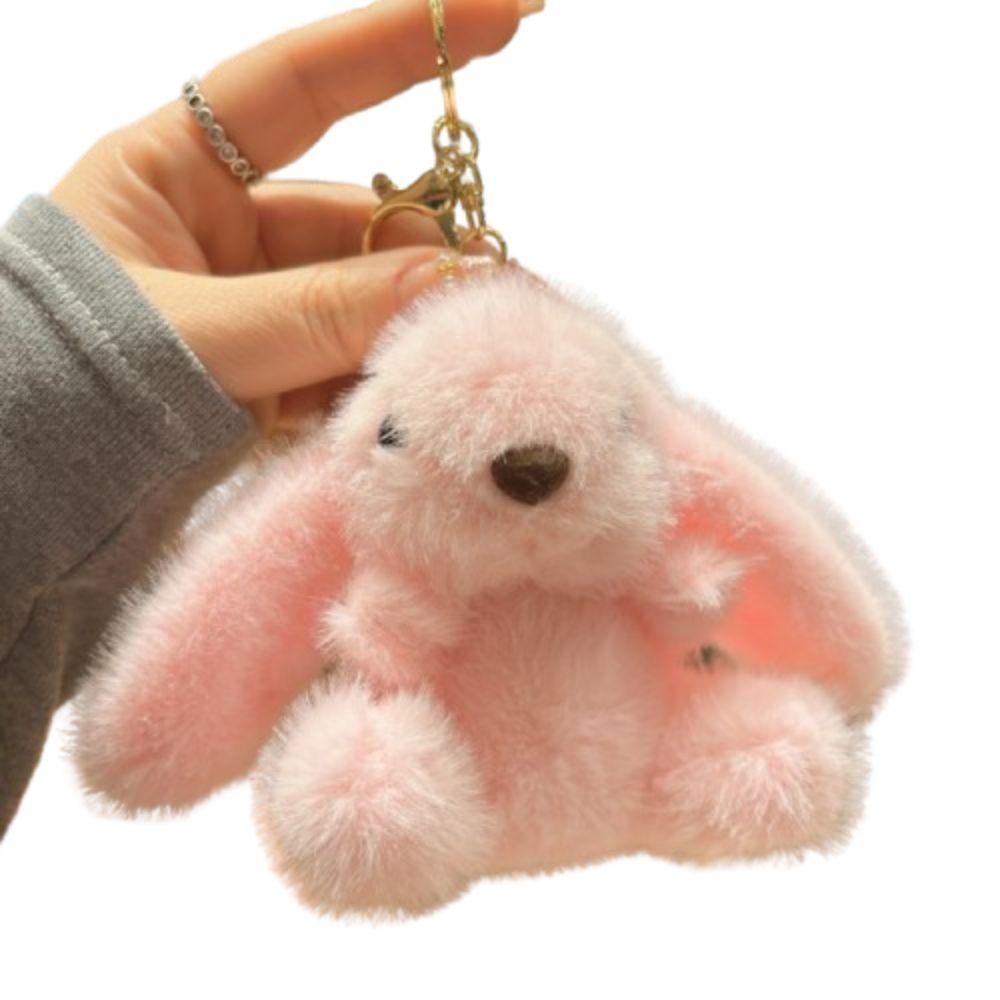 Bag Charms Rabbit Plush Pendant Metal Ring Rabbit Plush Key Ring Rabbit Fur Keychains Backpack