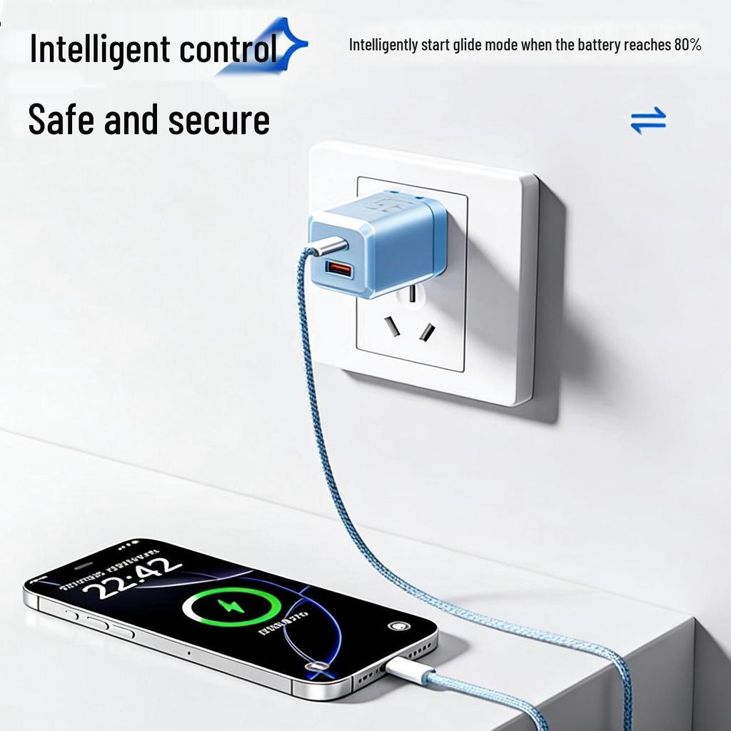 45W Gallium Nitride Multi-Port A+C Charger with Fast-Charging and 4-in-1 Cable